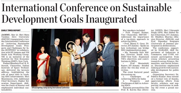Conference on Achieving Sustainable Development Goals: Prospects and Challenges for India